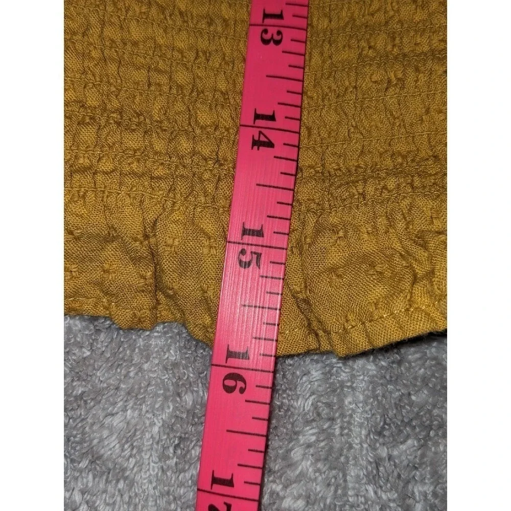 Madewell‎ Smocked Top Square Neck Puff Sleeve Blouse Yellow Gold XS